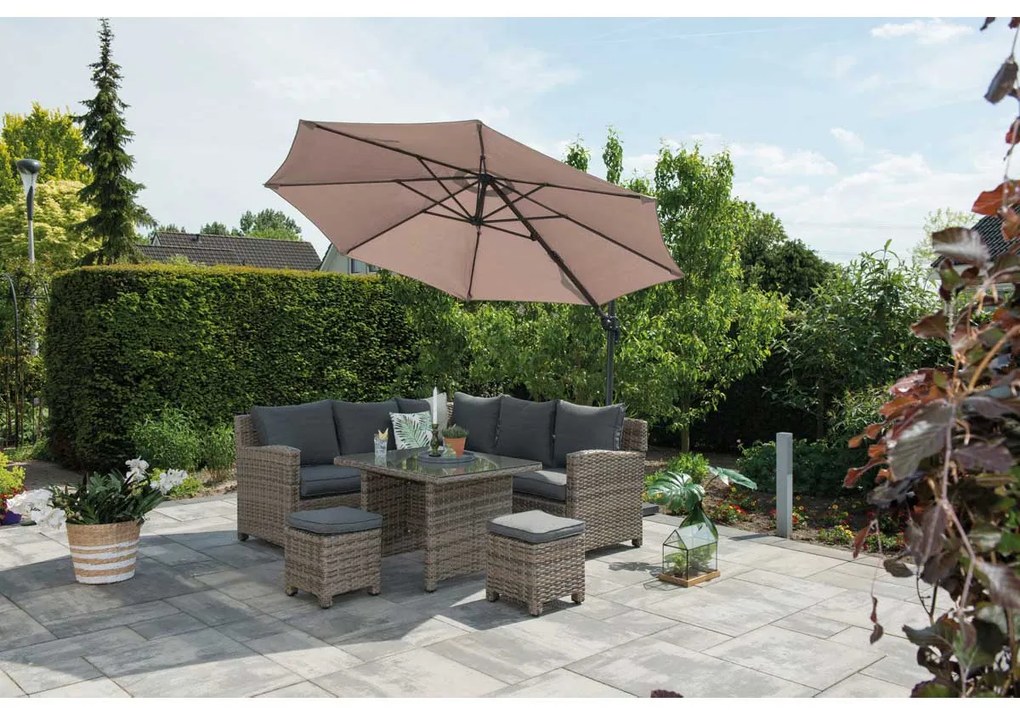 Garden Impressions Hawaii zweefparasol S Ø300 - donker grijs - taupe