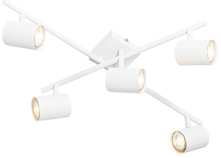 Moderne plafondlamp wit 5-lichts verstelbaar vierkant - Jeana