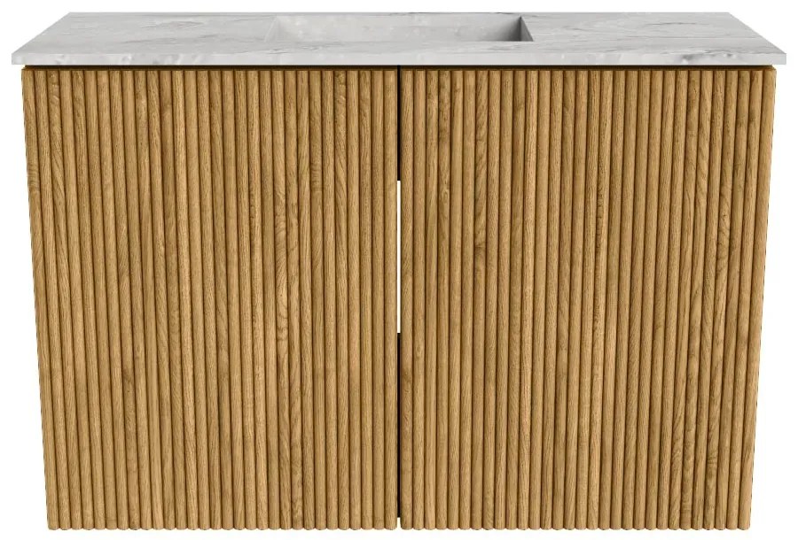 Mondiaz Joya DLux 60cm toiletmeubel oak met wastafel faye midden 1 kraangat glace