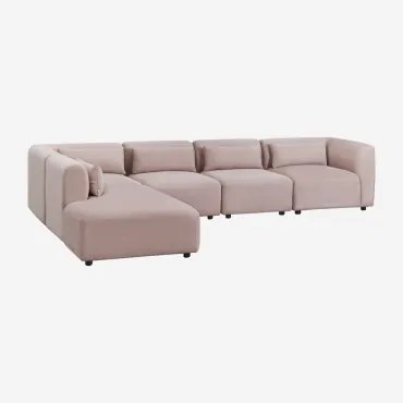 Fogler 5-delige Modulaire Bank Met Chaise Longue Links Corduroy Roze Wijn - Sklum