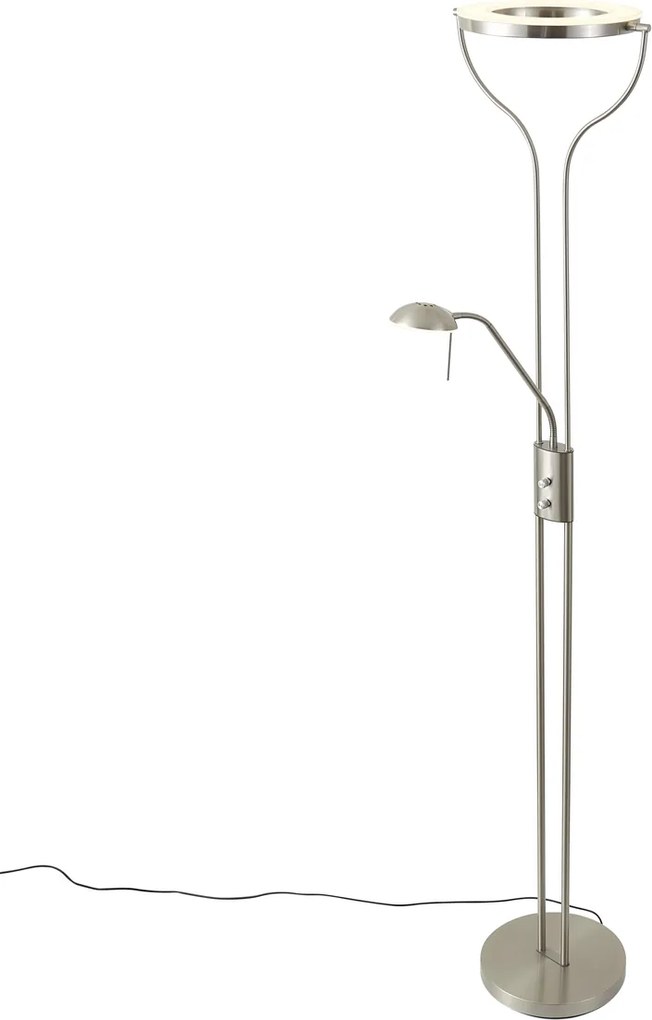Moderne vloerlamp staal met leesarm incl. LED en dimmer - Divo