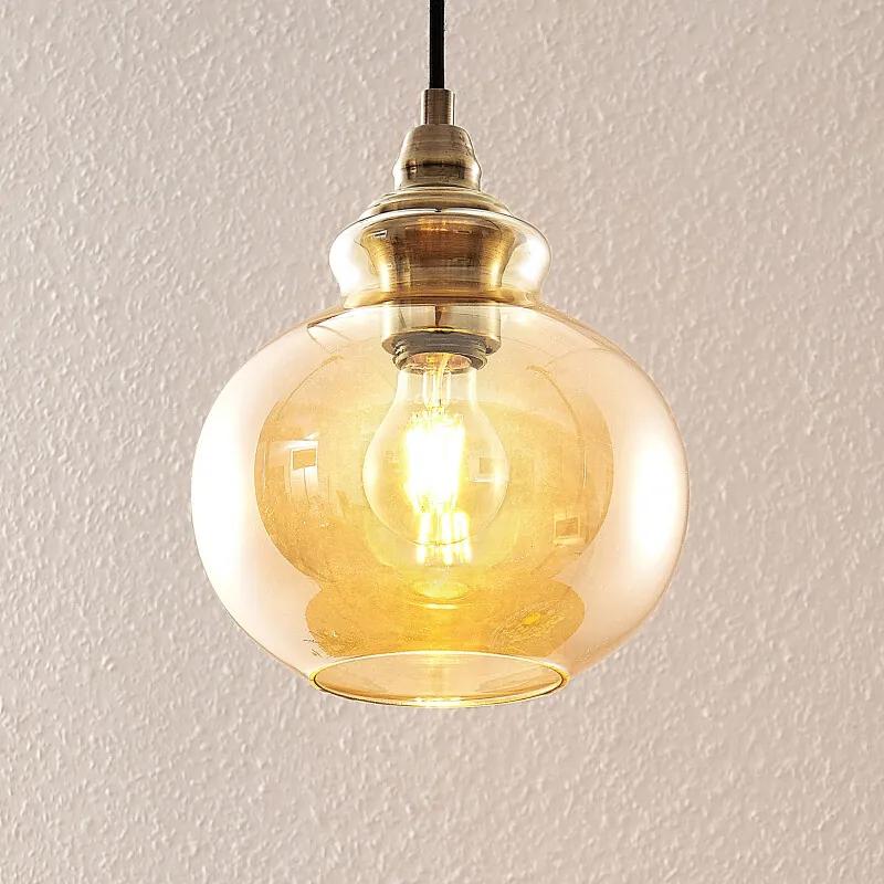 Tymoni glazen hanglamp, amber, 1-lamp - lampen-24