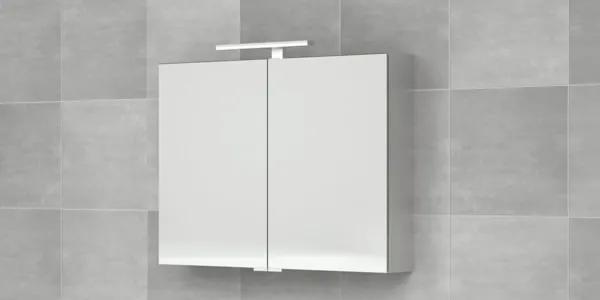 Bruynzeel spiegelkast 100x70cm met 2 deuren exclusief verlichting aluminium 232407
