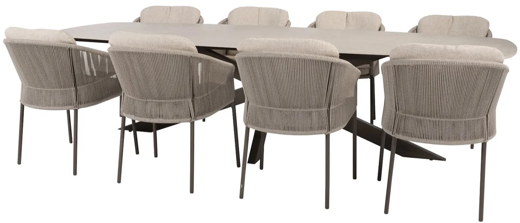 Prado Florence dining tuinset 300x110xH75 cm 9 delig terre keramisch deens ovaal Taste 4SO