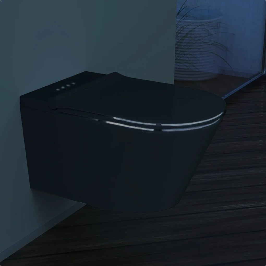 Schutte Cesari randloze douche wc met slimme zitting zwart mat