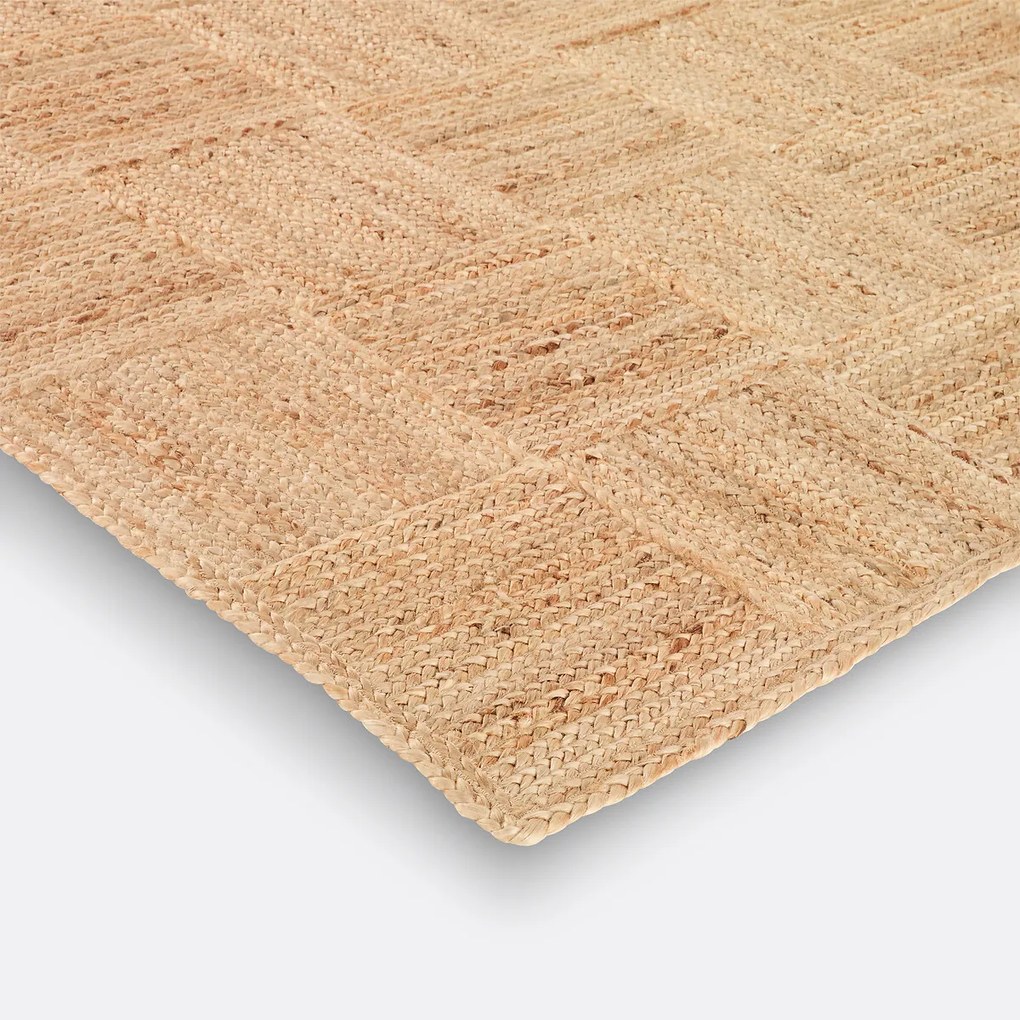 Geweven vloerkleed, met ruiten, in jute, Mulfier