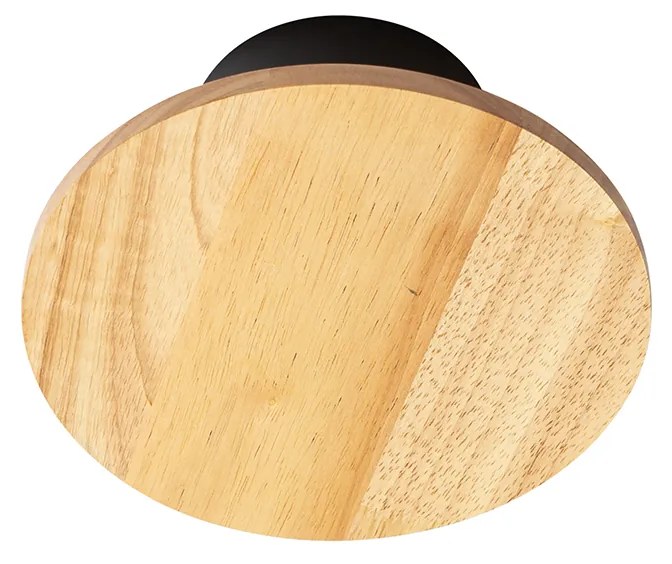 Landelijk wandlamp hout rond kantelbaar - Pulley