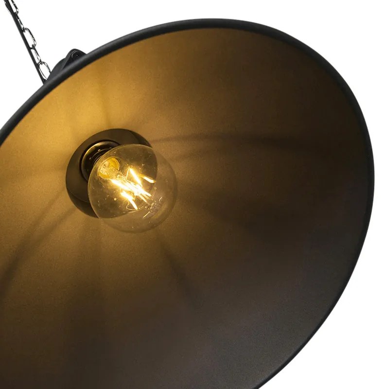 Smart industriële hanglamp zwart 38,5 cm incl. A60 WiFi - Sicko