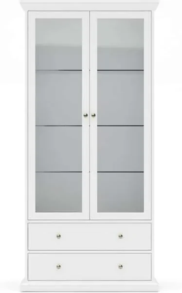 HOMCOM Keukendressoir, keukenkast, 4 deuren, waarvan 2 glazen deuren, hoogte 162 cm, met verstelbare planken, MDF, wit HOMCOM Keukendressoir, keukenkast, 4 deuren, waarvan 2 glazen deuren, hoogte 162 cm, met verstelbare planken, MDF, wit