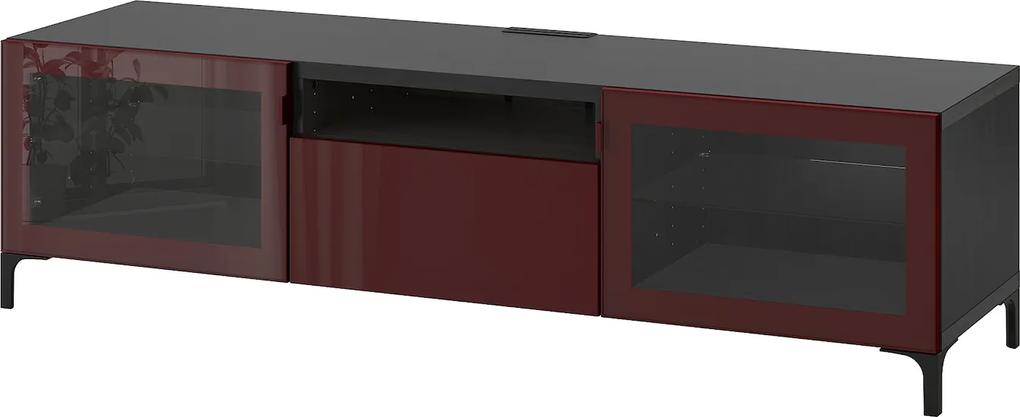 IKEA BESTÅ Tv-meubel Zwartbruin selsviken/nannarp/hoogglans donker roodbruin Zwartbruin selsviken/nannarp/hoogglans donker roodbruin - lKEA