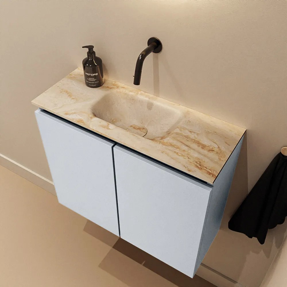 Mondiaz Ture DLux toiletmeubel 60cm clay met wastafel frappe midden zonder kraangat