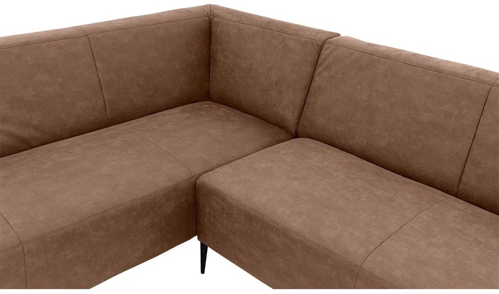 Goossens  Key West bruin, micro leer, 3-zits, modern design met ligelement links