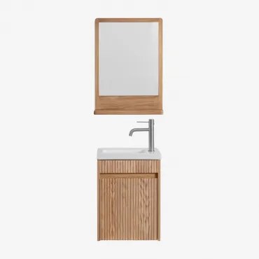 Badmeubelset Hout Met Geïntegreerde Wastafel Narek Ash Brown & Rechthoekig Hout 50x70 Cm Mazure & Geborsteld Grijs ↑20 Cm - Sklum