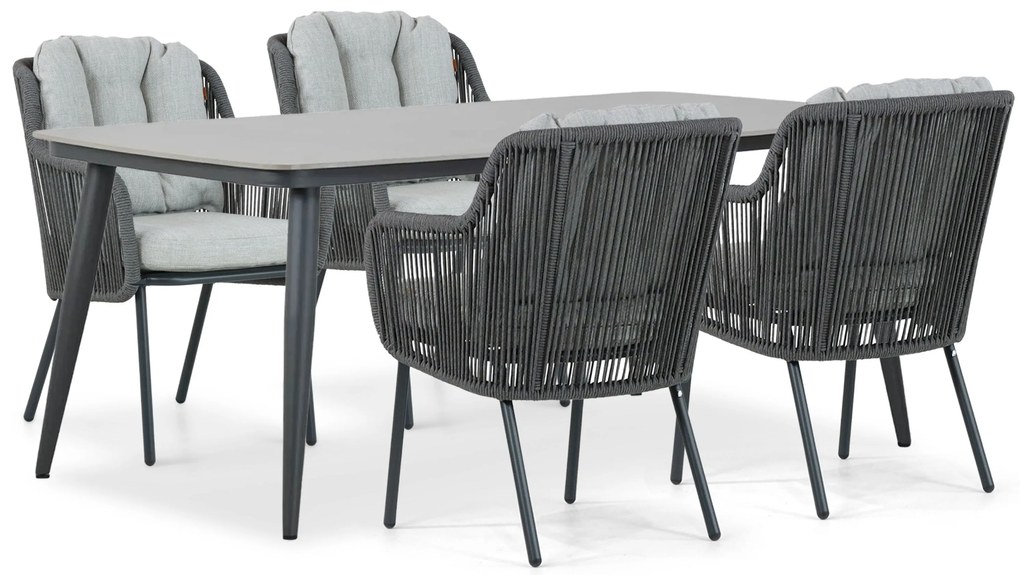 Tuinset 4 personen 180 cm Aluminium/rope Grijs Santika Furniture Santika