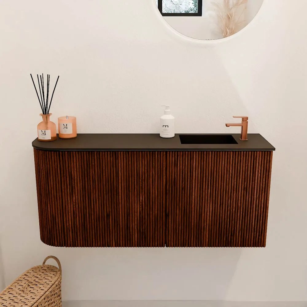 Mondiaz Joya 90cm toiletmeubel ronding links ruby met wastafel faye rechts 1 kraangat urban