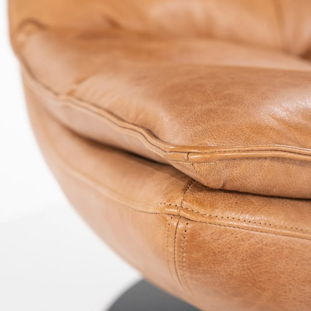 Eleonora Sven Draaifauteuil Cognac Leder