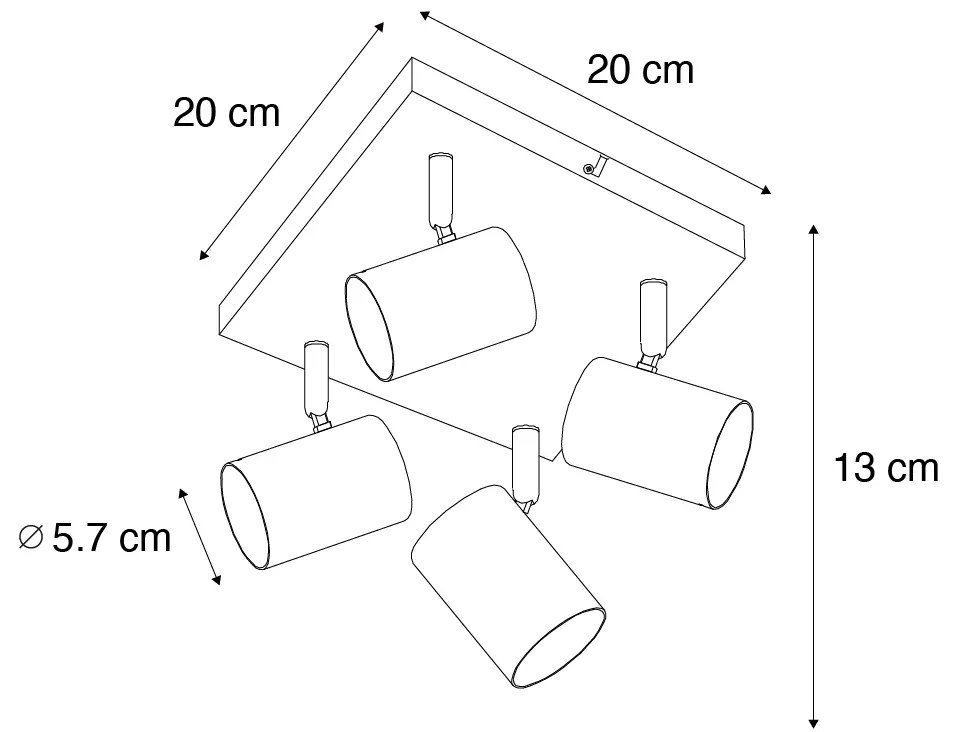 Moderne plafondlamp brons 4-lichts verstelbaar rechthoekig - Jeana