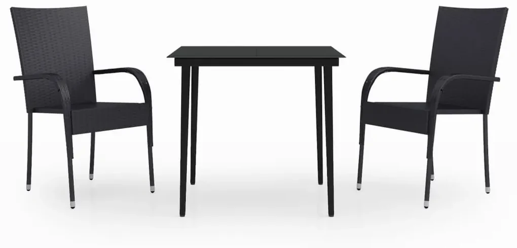 vidaXL 3-delige Tuinset zwart