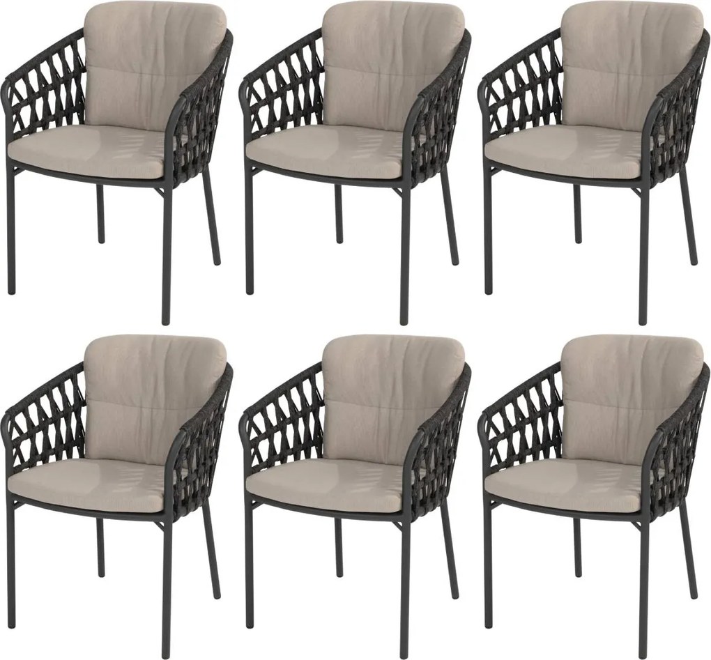 Albareto dining tuinstoel antraciet rope Taste 4SO set van 6