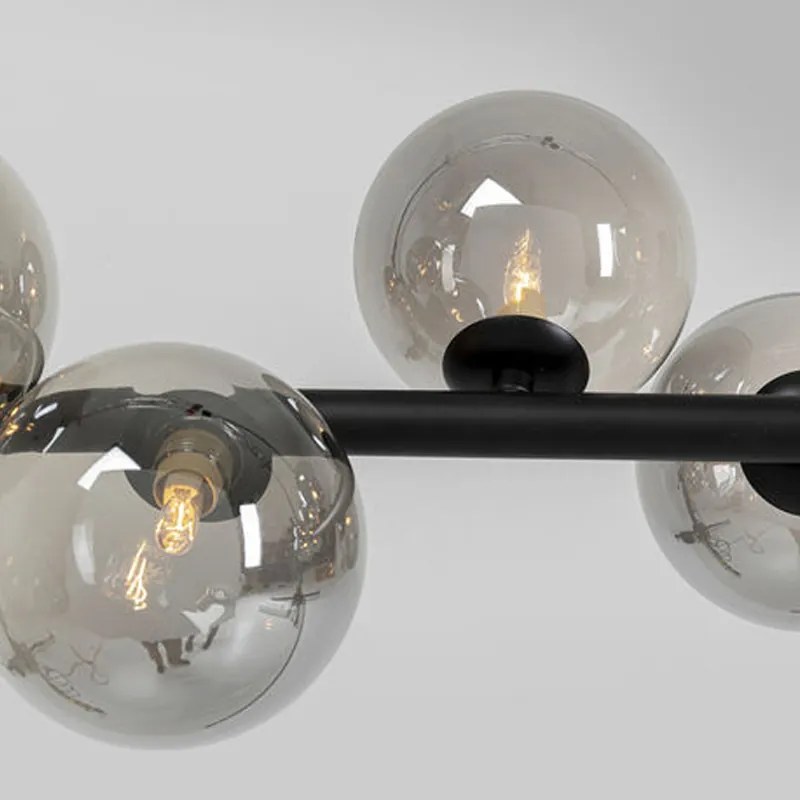 Brede Hanglamp Met Glazen Bollen Zwart