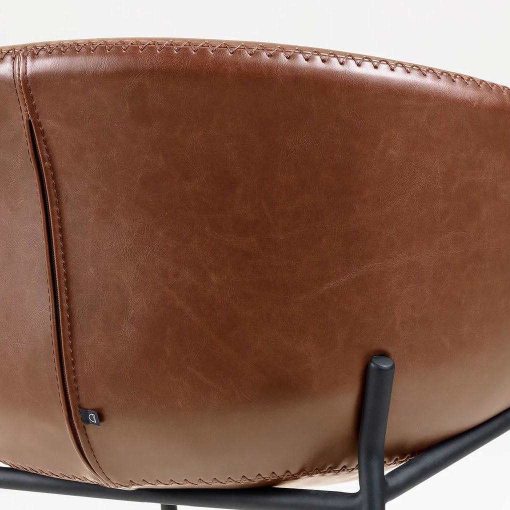 Kave Home Yvette Leren Barkruk Lichtbruin