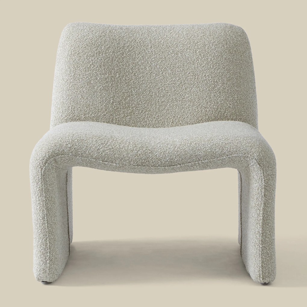 Gebogen Fauteuil Beige Stof