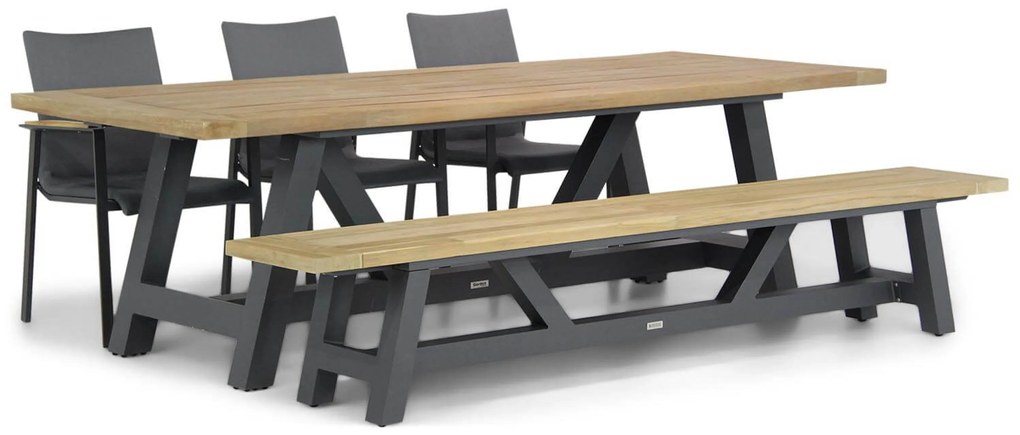 Tuinset 6 personen 260 cm Aluminium/textileen Grijs Lifestyle Garden Furniture Brandon/Trente