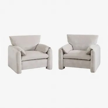 Pack Van 2 Gestoffeerde Serra Fauteuils Chenille Lichtgrijs - Sklum