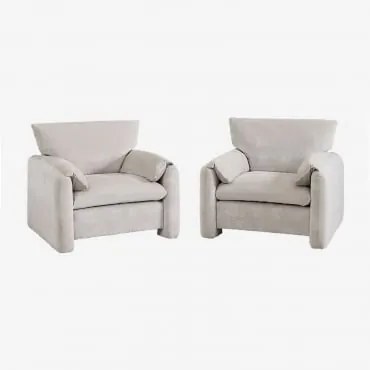 Set Van 2 Freddy Chenille Fauteuils Stof Chenille Grijs – Koel - Sklum