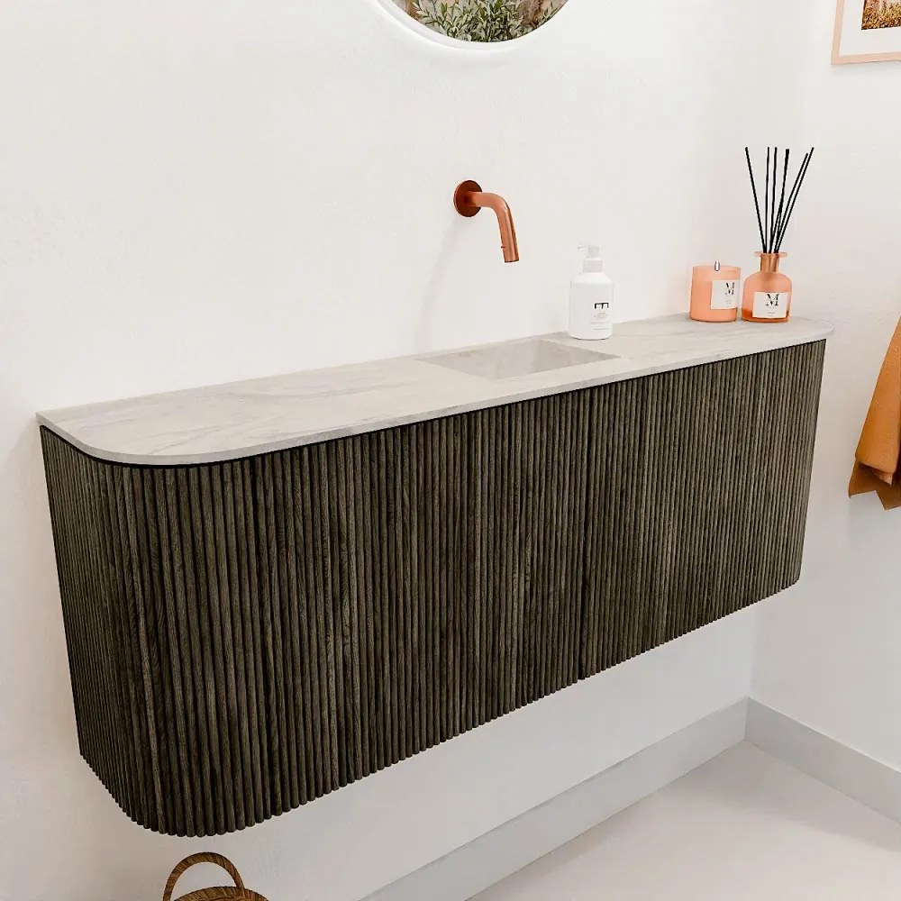 Mondiaz Joya DLux 115cm toiletmeubel ronding links/rechts shadow met wastafel faye midden zonder kraangat ostra