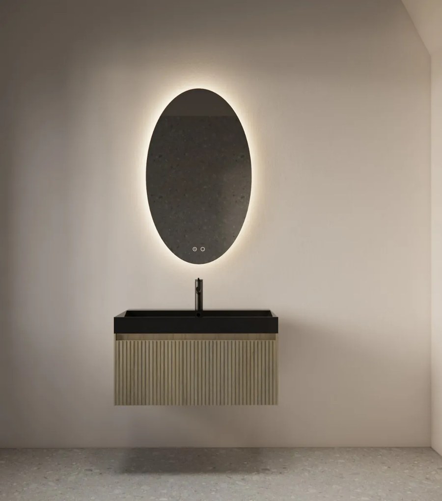 Gliss Design Oval spiegel verticaal met LED-verlichting en verwarming 100x60cm