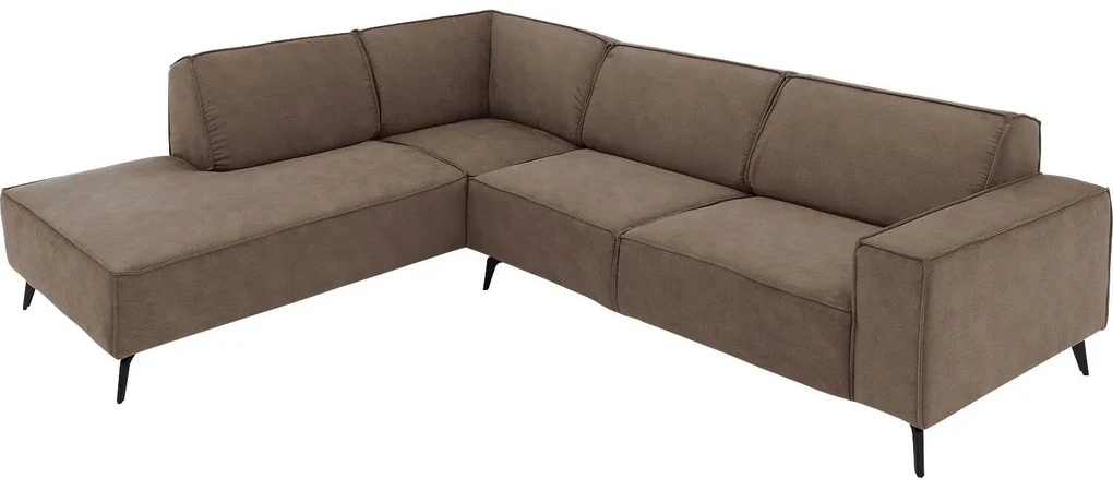 Goossens Hoekbank Hercules bruin, microvezel, 3-zits, modern design met ligelement links