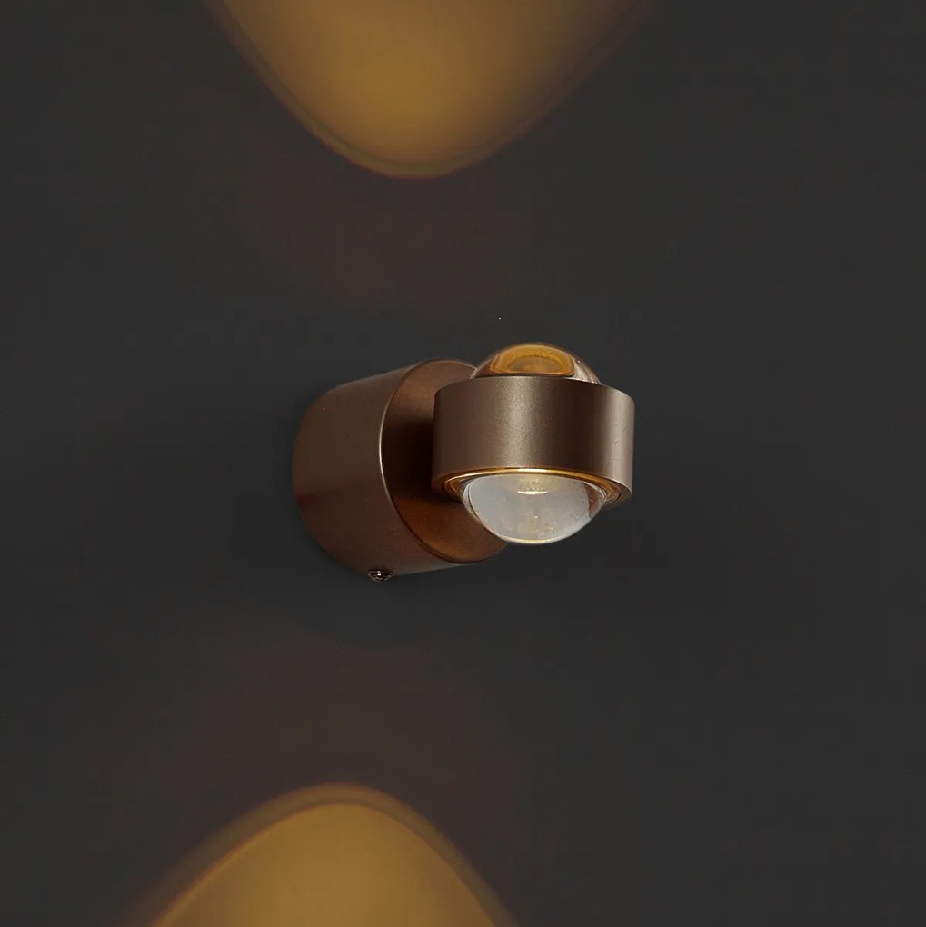 Design wandlamp donker brons incl. LED IP44 - Lens