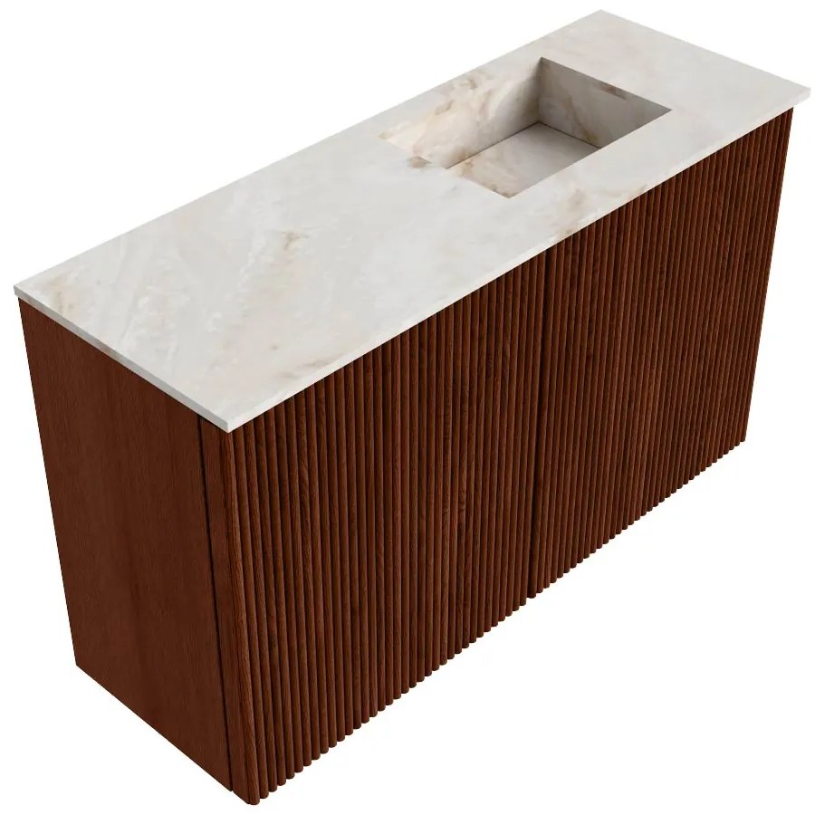 Mondiaz Joya DLux 70cm toiletmeubel ruby met wastafel faye rechts 1 kraangat frappe