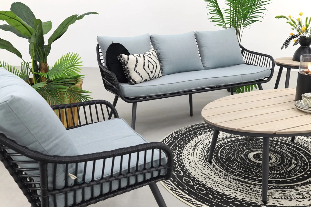 Garden Impressions Margriet stoel-bank loungeset - Carbon black/Mint grey - 5 delig