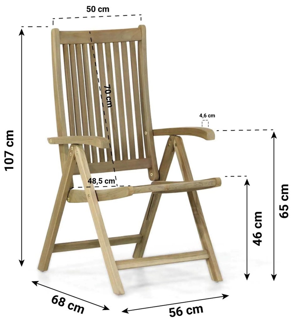 Tuinstoel Teak Old teak greywash Garden Collections Canterbury verstelbare tuinstoel