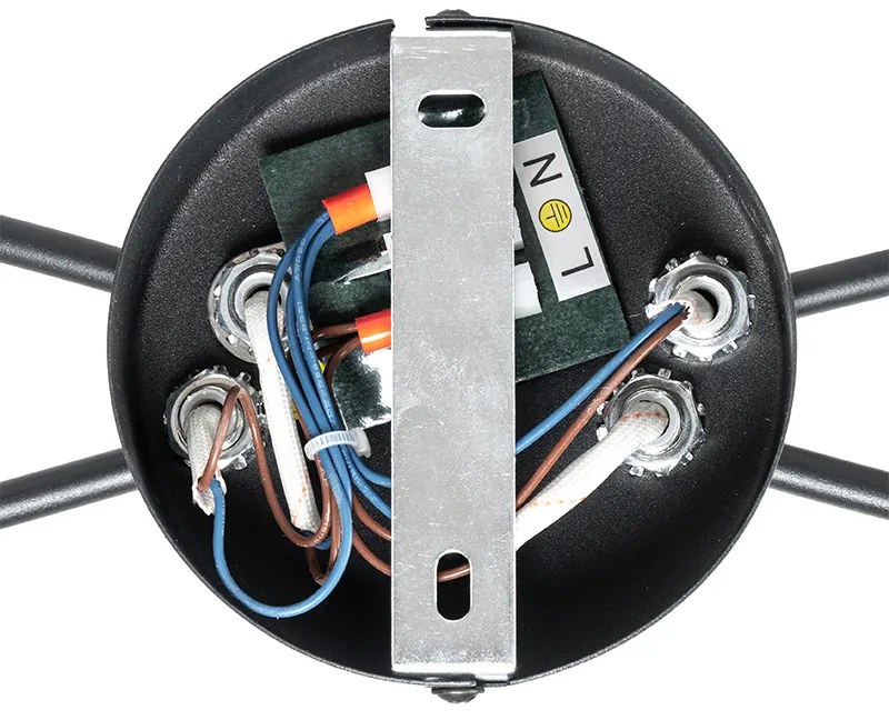 Moderne plafondlamp zwart 4-lichts met smoke glas - Athens