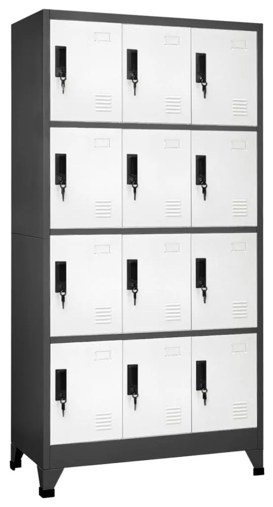 vidaXL Lockerkast 90x45x180 cm staal antracietkleurig en wit