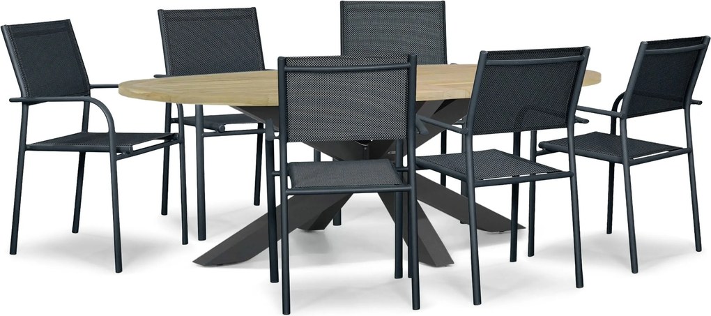 Tuinset 6 personen 240 cm Aluminium Grijs Presto Brentino/Brookline