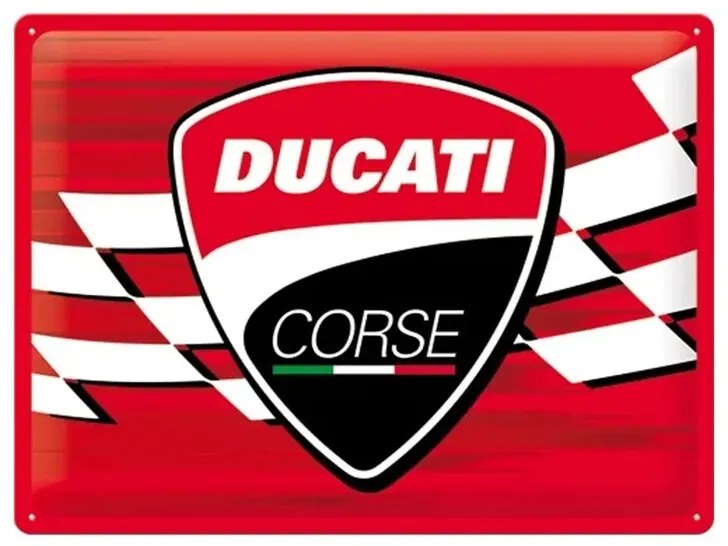 Metalen bord Ducati Corse - Logo Racing Flag