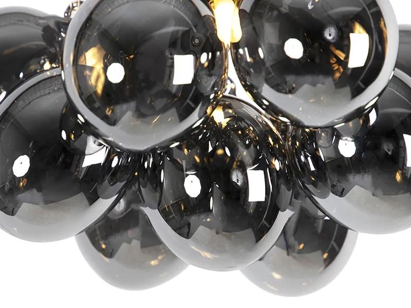 Design plafondlamp zwart met smoke glas 3-lichts - Uvas Art Deco, Design G9 bol / globe / rond Binnenverlichting Lamp