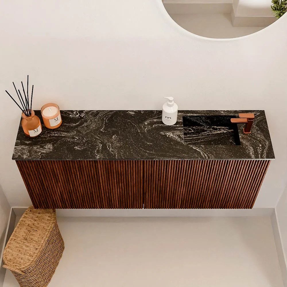 Mondiaz Joya DLux 100cm toiletmeubel ruby met wastafel faye rechts 1 kraangat lava