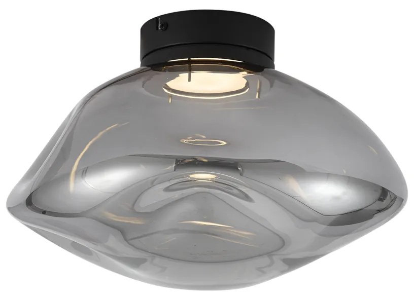 Design plafondlamp zwart met smoke glas - Gemma