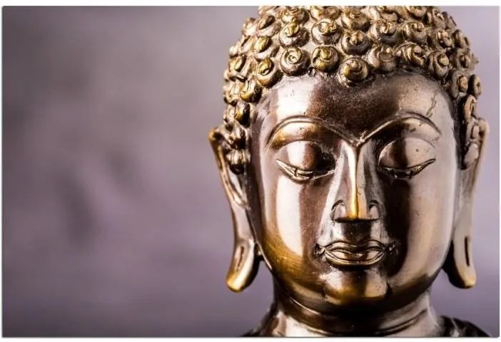 Schilderij - Hoofd van Boeddha in goud