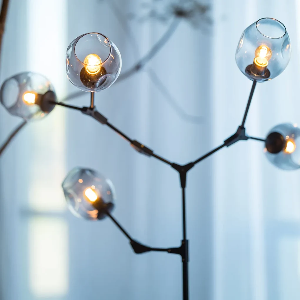 ETH Lime Zwarte Vloerlamp Met Rookglas 3 Lichtpunten
