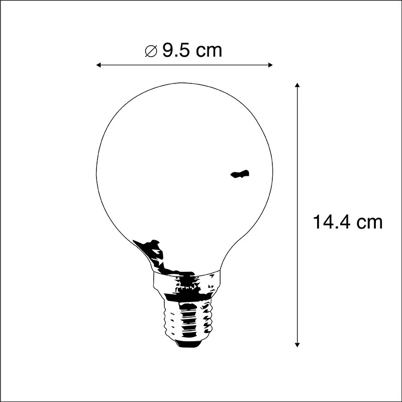 Set van 5 LED lamp G95 E27 5W 1800K amber 3-staps dimbaar