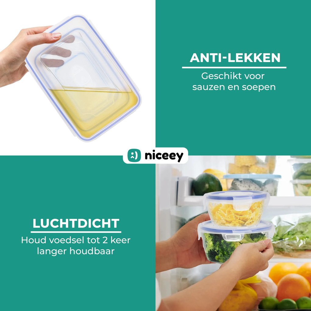 Niceey Meal Prep Bakjes - Set van 8 - Plastic