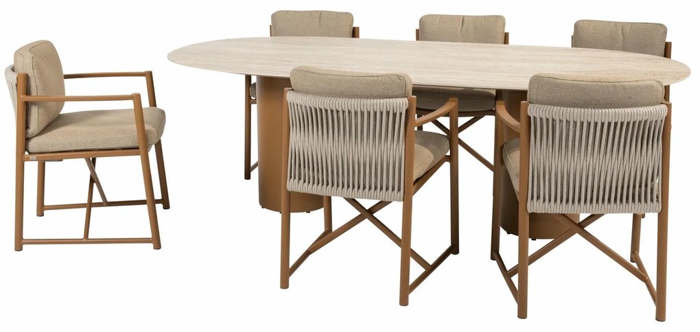 4 Seasons Outdoor Marina tuinset amber met Colorado tafel 240 x 105 x 75 cm SALE Tuinset beige weerbestendig