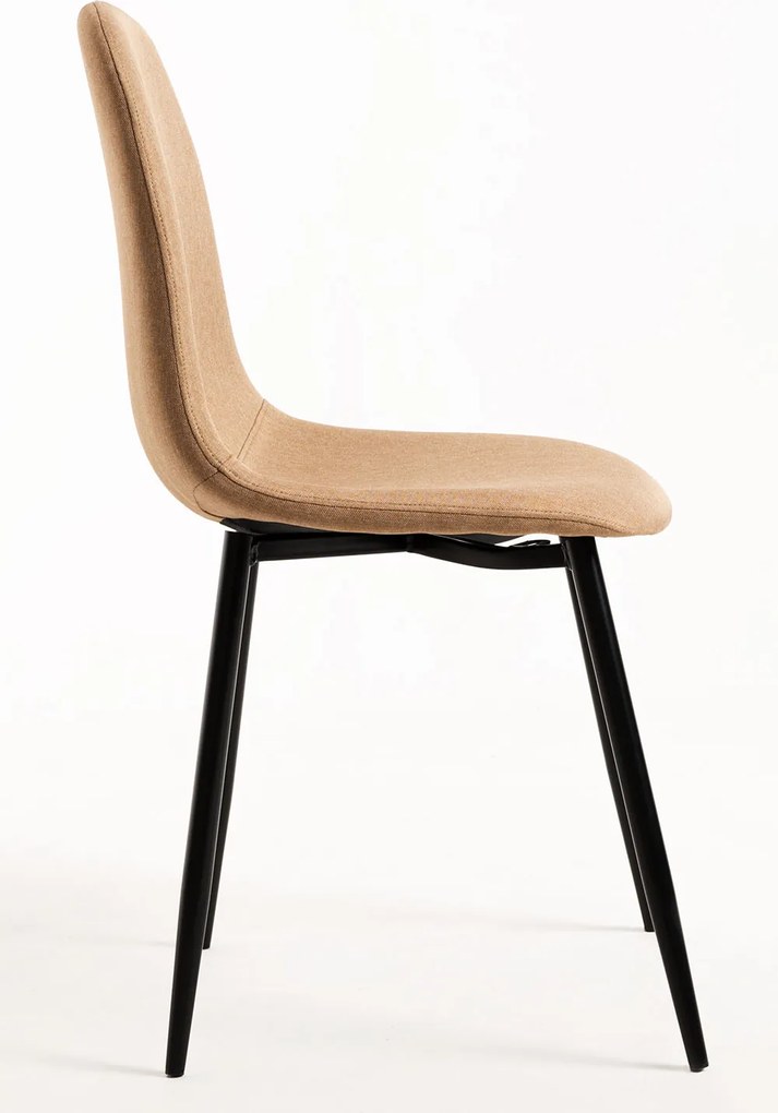 Set 4 Teok Black Stoffen Stoelen