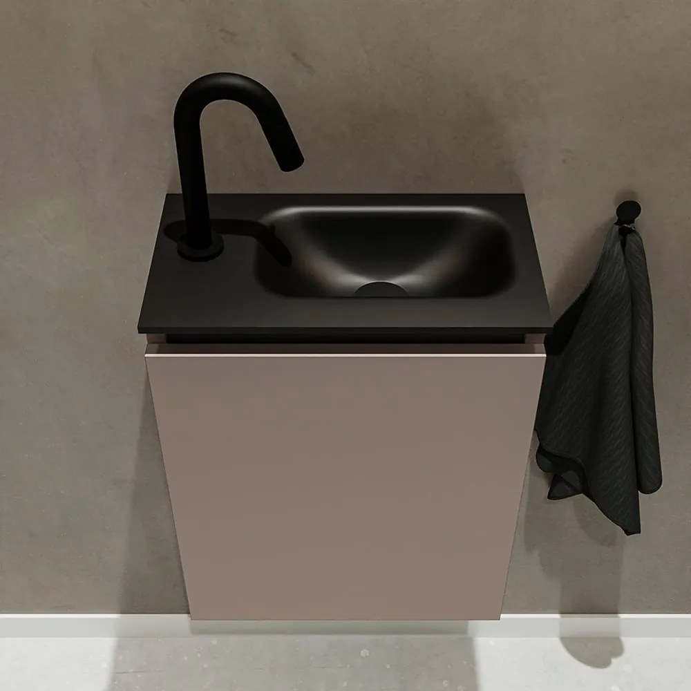 Mondiaz Ture 40cm toiletmeubel smoke met wastafel urban rechts 1 kraangat